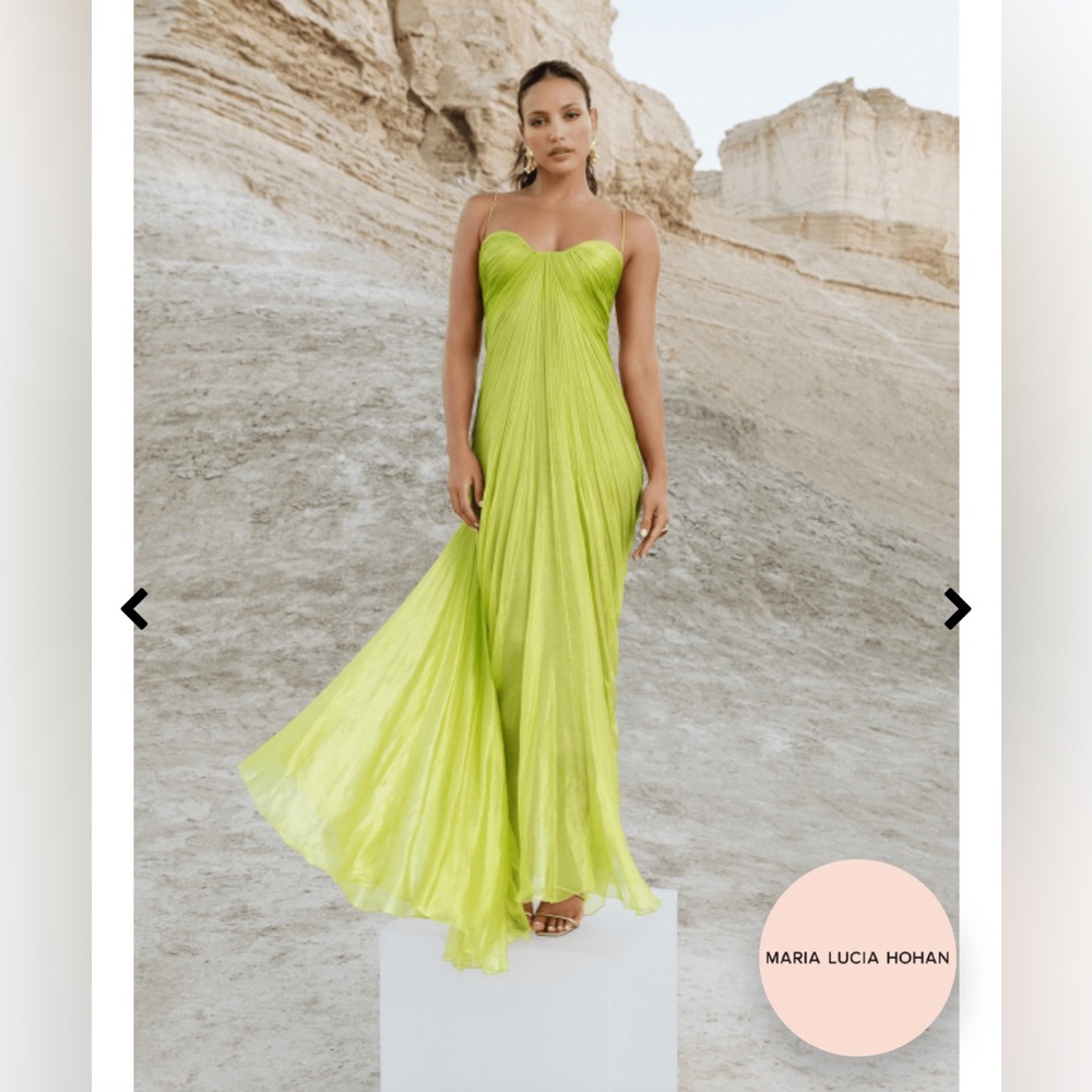 MARIA LUCIA HOHAN VICTORIA MAXI DRESS/ LIME GREEN /SIZE FR40 or US8/ USED ONCE